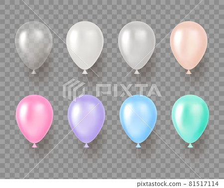 Pastel color balloons. Various festive events elements, party decor objects, gentle gamma, gray, blue and pink. Vector set Pastel color balloons. Various festive events elements, party decor objects, gentle gamma, gray, blue and pink. Vector set 81517114