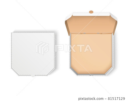 Pizza box design. Realistic fast food mockup, cardboard branded