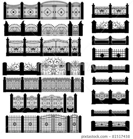 Vector Black Fence Silhouettes Vector Black Fence Silhouettes 81517438