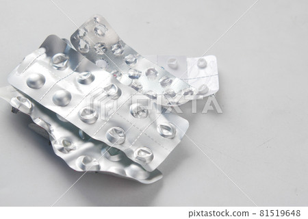 Close up of empty blister pack on white background  81519648