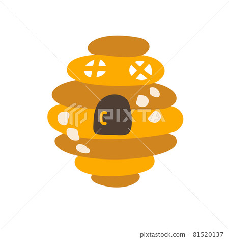 Beehive isolated icon on white background. Apiary farm. Flat style vector scandinavian baby illustration 81520137