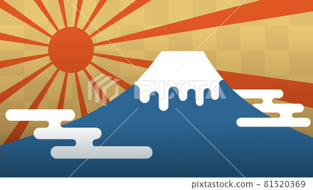 富士山和日出背景矢量圖形 81520369