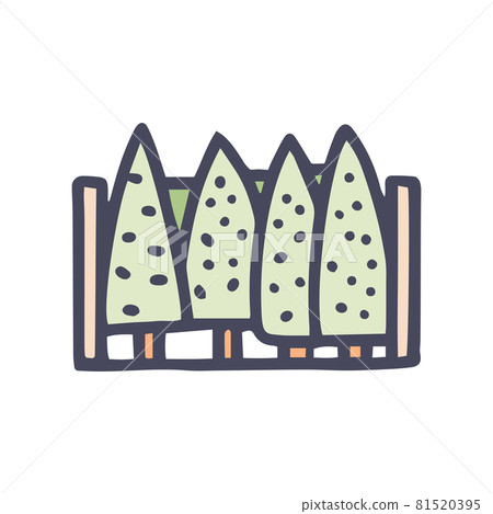 fence of trees color vector doodle simple icon 81520395