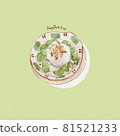 Thapthim krop is one of the best known Thai desserts, hand draw watercolor. 81521233