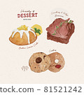 Set of dessert, hand draw sketch watercolor vector. 81521242