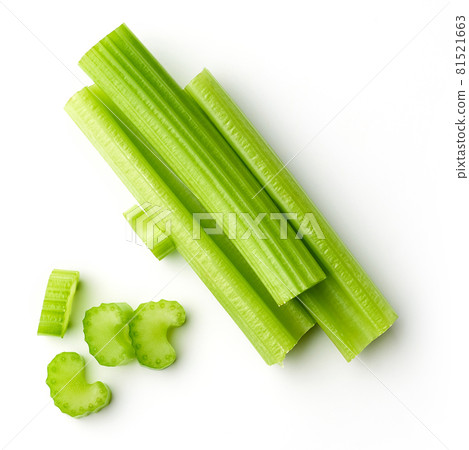 Celery sticks isolated on white background, from above 81521663