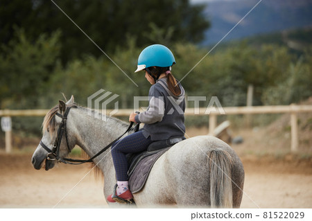 5-year-old girl riding a horse. infalltil sport concept 5-year-old girl riding a horse. infalltil sport concept 81522029