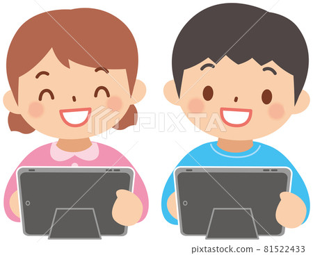 Children and men who operate tablets 81522433