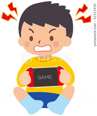 A boy playing a mobile game is frustrated 81522439