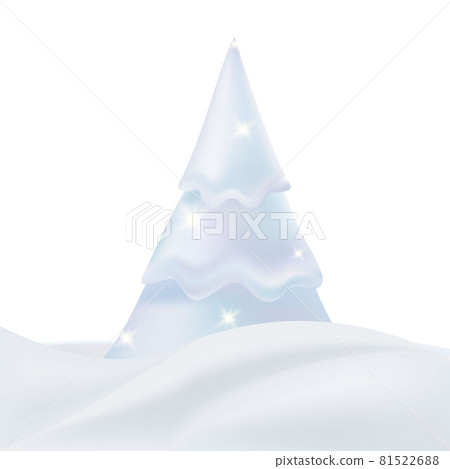 Snowy Christmas Tree with Beautiful Sparkles Isolated on White Background. Premium New Year Year Vector Illustration in Realistic Style. Snowy Christmas Tree with Beautiful Sparkles Isolated on White Background. Premium New Year Year Vector Illustration in Realistic Style. 81522688