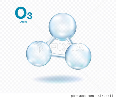 Ozone molecule model set isolated on transparent background. Vector . 81522711