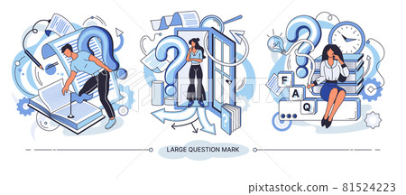 Making confusion. Doubts man surrounded by question marks. Questions dilemma situations Making confusion. Doubts man surrounded by question marks. Questions dilemma situations 81524223