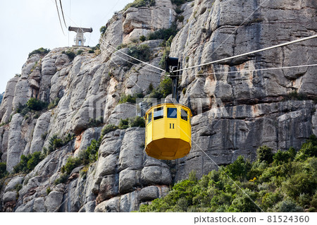Cableway, Montserrat monastery on mountain in Barcelona, Catalon. Cableway, Montserrat monastery on mountain in Barcelona, Catalon. 81524360