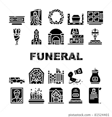 Funeral Dead Ceremony Collection Icons Set Vector Funeral Dead Ceremony Collection Icons Set Vector 81524401