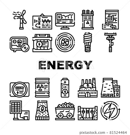Energy Manufacturing Collection Icons Set Vector Energy Manufacturing Collection Icons Set Vector 81524464