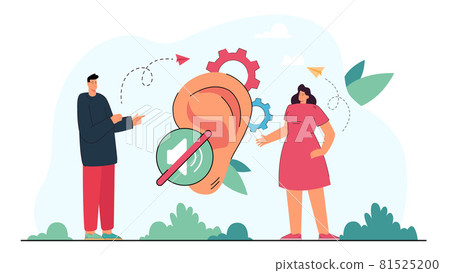 Deaf man and woman communicating through sign language 81525200