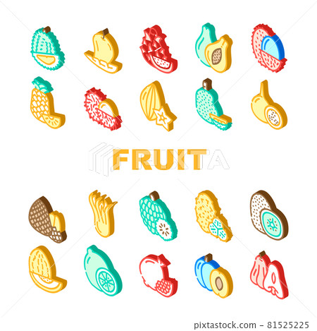 Tropical Fruit Delicious Food Icons Set Vector 81525225