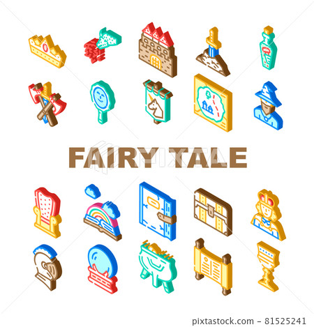 Fairy Tale Story Medieval Book Icons Set Vector 81525241