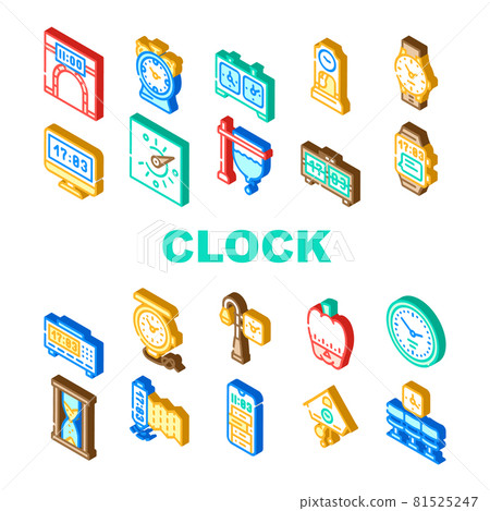 Clock And Watch Time Equipment Icons Set Vector Clock And Watch Time Equipment Icons Set Vector 81525247