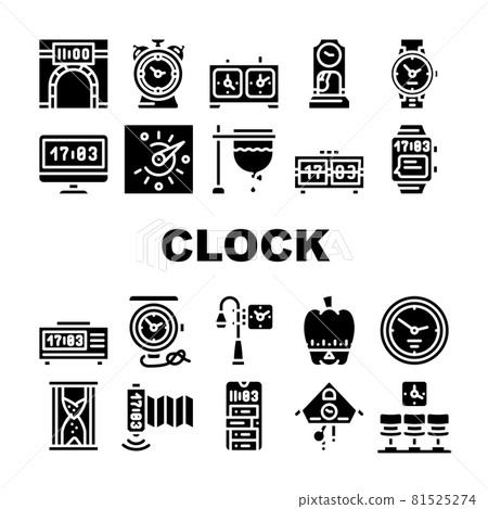 Clock And Watch Time Equipment Icons Set Vector Clock And Watch Time Equipment Icons Set Vector 81525274