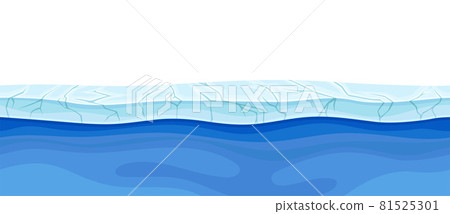 Blue Water Surface with Ice and Frozen Solid Layer Vector Illustration 81525301