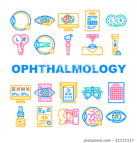 Ophthalmology Eye Disease Treat Icons Set Vector 81525317