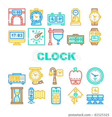Clock And Watch Time Equipment Icons Set Vector Clock And Watch Time Equipment Icons Set Vector 81525325