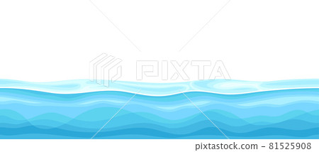 Blue Water Surface with Curved Waves Vector Illustration Blue Water Surface with Curved Waves Vector Illustration 81525908