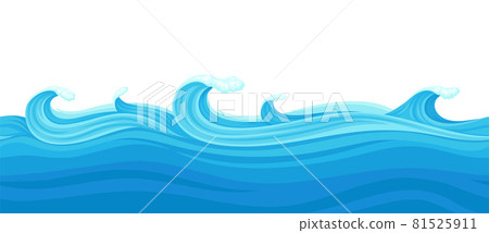 Blue Water Surface with Curved Waves Vector Illustration Blue Water Surface with Curved Waves Vector Illustration 81525911