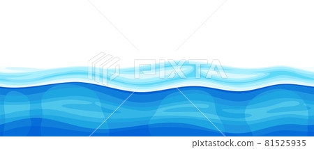 Blue Water Surface with Curved Waves Vector Illustration 81525935