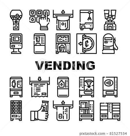 Vending Machine Sale Equipment Icons Set Vector 81527534