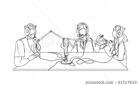 Radio Broadcast People Recording In Studio Vector Radio Broadcast People Recording In Studio Vector 81527610