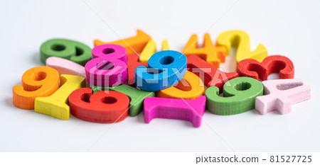 Math number colorful on white background, education study mathematics learning teach concept. 81527725