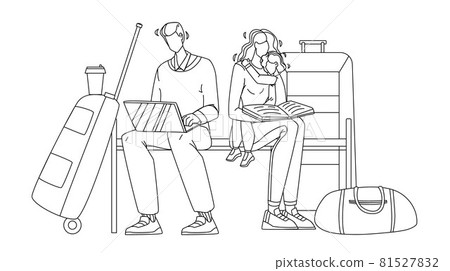 Delayed Flight Family Wait On Airport Vector 81527832
