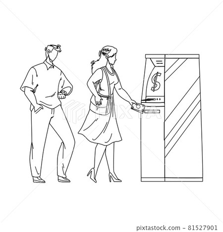 Atm Bank Machine Using Woman For Get Cash Vector Atm Bank Machine Using Woman For Get Cash Vector 81527901