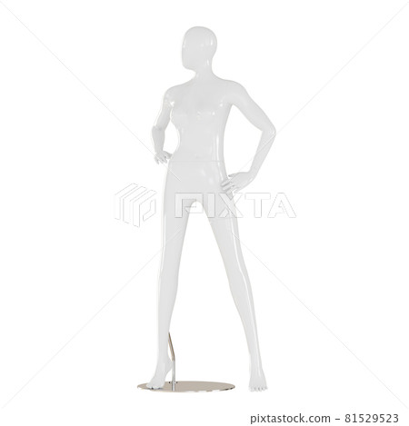 A white female mannequin stands on an iron… - Stock Illustration