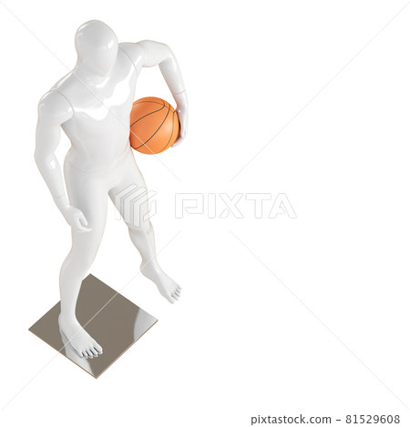A white faceless guy a mannequin stands with a basketball. 3d rendering A white faceless guy a mannequin stands with a basketball. 3d rendering 81529608
