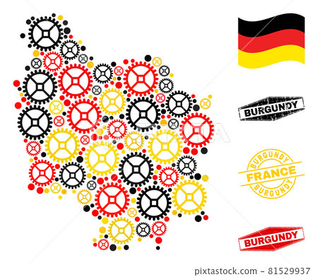 Service Collage Burgundy Province Map in German Flag Colors and Grunge Stamps Service Collage Burgundy Province Map in German Flag Colors and Grunge Stamps 81529937