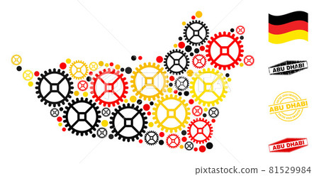 Industrial Mosaic Abu Dhabi Emirate Map in German Flag Colors and Grunge Stamps Industrial Mosaic Abu Dhabi Emirate Map in German Flag Colors and Grunge Stamps 81529984