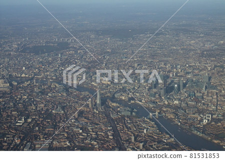 Aerial view of London, England, from British Air heading to Heathrow Airport Aerial view of London, England, from British Air heading to Heathrow Airport 81531853