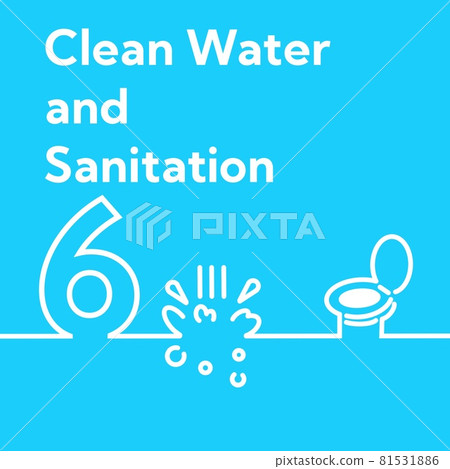 可持續發展目標 6. 世界各地的安全用水和廁所 Square icon 81531886