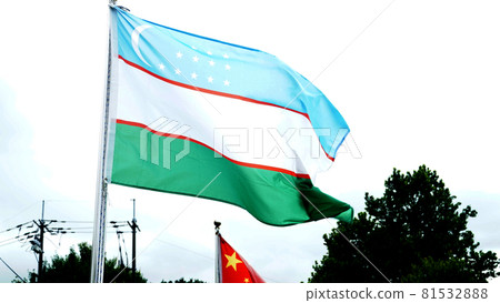 Uzbekistan flag fluttering in the sky Uzbekistan flag fluttering in the sky 81532888