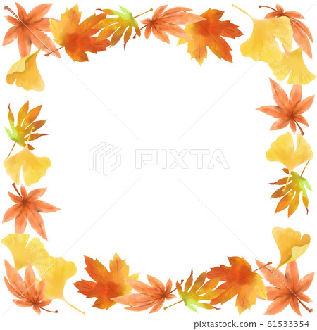 秋天，秋葉裝飾材料-方形 81533354