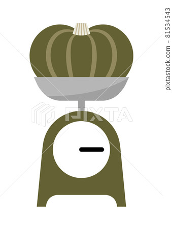 An illustration for weighing pumpkins, suitable for food education and cooking blogs. 81534543