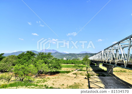 Obusebashi / Chikuma River View toward Nagano City (Obuse Town, Nagano Prefecture) [2020.5] 81534570