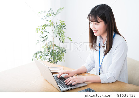 Woman in an online meeting on telework 81535435