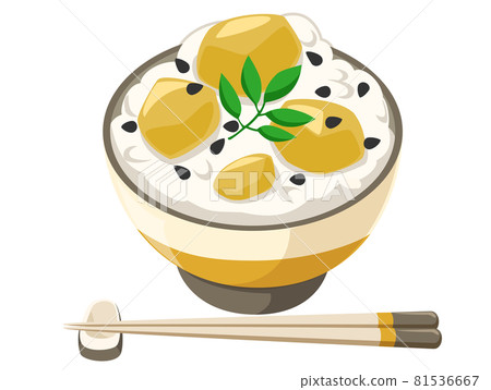 栗子飯（筷子） 秋天的味道 秋天的傳統 圖標/插圖素材 81536667