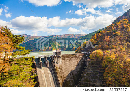 From the train window in Japan, Ikawa Dam on the Oigawa Railway Ikawa Line in autumn colors From the train window in Japan, Ikawa Dam on the Oigawa Railway Ikawa Line in autumn colors 81537317