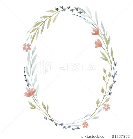 Beautiful stock illustration with hand drawn watercolor gentle floral wreath. Beautiful stock illustration with hand drawn watercolor gentle floral wreath. 81537562