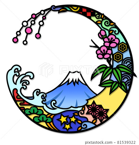 圓形鏤空式幸運符新年賀卡插圖（不含字母） 81539322